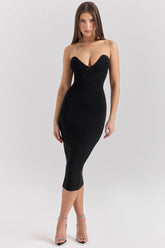 black strapless midi dress - sale