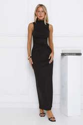 Radiant Petal Maxi Dress Black