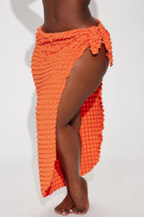 Bri Bubble Maxi Cover Up Tie Sarong - Orange