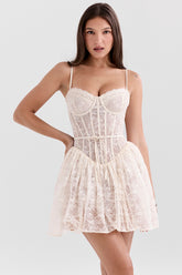 vintage cream lace mini dress