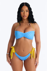 Beach Bar Polka Dot Contrast Bandeau 2 Piece Bikini - Blue/combo