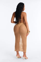 Heat Island Crochet Swim Cover Up Dress - Tan