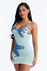 Aqua Atelier Crochet Swim Cover Up Dress - Blue/combo