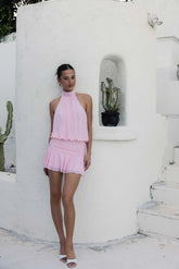 Journi High Neck Mesh Mini Dress