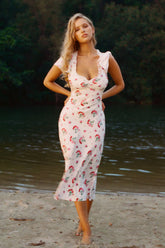 Delicate Lace Midi Dress - Cherry Flower