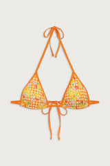 Nick Floral Triangle Bikini Top - Marigold Gingham