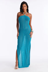 Kimberly Crochet Maxi Swim Cover Up Dress - Teal