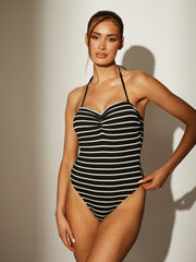Splash Swimsuit in Monochrome Stripe