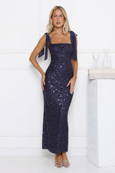 Bright Stars Sequin Maxi Dress Navy