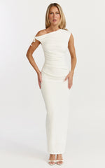 Belle Maxi Dress - Tie Shoulder Detail Dress in White