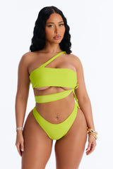 Selfies And Suntans Cutout 2 Piece Bikini - Lime
