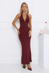 Hotter Now Halter Maxi Dress Wine