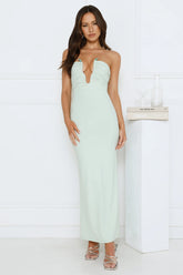 Hot Girl Social Strapless Maxi Dress Sage