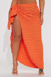 Bri Bubble Maxi Cover Up Tie Sarong - Orange
