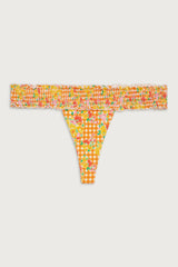 Sofia Floral Micro Bikini Bottom - Marigold Gingham