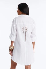 Georgy Swim Button Up Cover Up Dress - White