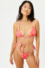 Tatum Terry Triangle Bikini Top - Hibiscus Honey