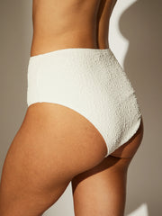 Flamenco Textured Bikini Bottoms in White