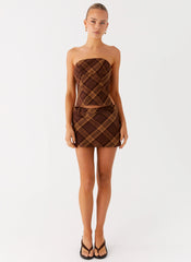 Kira Strapless Top - Plaid