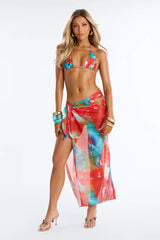 Del Mar Dreaming Bikini And Sarong - Red/combo
