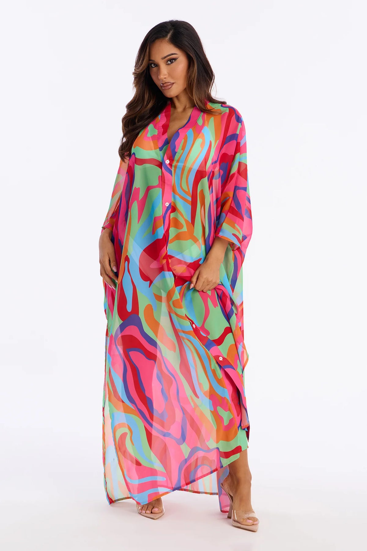 Kairi Cover Up Maxi Kaftan Dress - Multi Color