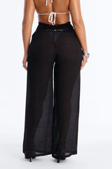 Darling Linen Swim Cover Up Pant - Black