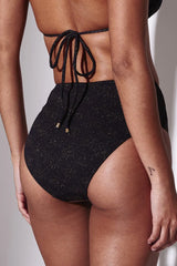 Flamenco Metallic Bikini Bottoms in Black