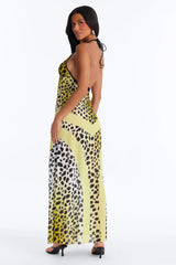 Party Princess Leopard Swim Cover Up Maxi Dress - Leopard