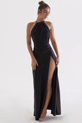 black thigh slit maxi dress