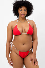 Tia Textured Triangle Bikini Top - Flame