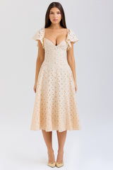 cream tea broderie anglais midi dress