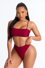 Maui Mix And Match Mid Rise Cheeky Bikini Bottom - Burgundy