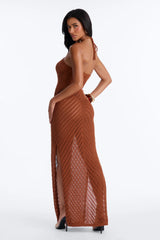 Kimberly Crochet Maxi Swim Cover Up Dress - Mocha