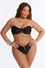 Eloise 2 Piece Strapless Bandeau Bikini Set - Black