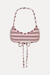 Lotus Mesh Striped Bikini Top - Strawberry Chocolate