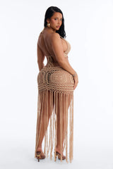 Denise Crochet Maxi Swim Cover Up Dress - Mocha