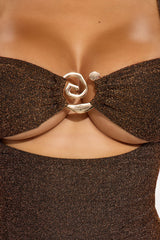 Ophelia Swirl Hardware Shimmer 1 Piece Swimsuit - Bronze