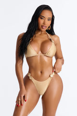 Like A Firework 2 Piece Shimmer Triangle Bikini Set - Nude