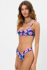 Katarina Shine Cheeky Bikini Bottom - Purple Hibiscus