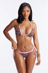 Polly Polka Dot Ruffle 2 Piece Bikini - Brown/combo