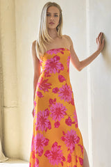 Santana Floral Satin Maxi Dress