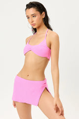 Mari Terry Halter Bikini Top - Blushing