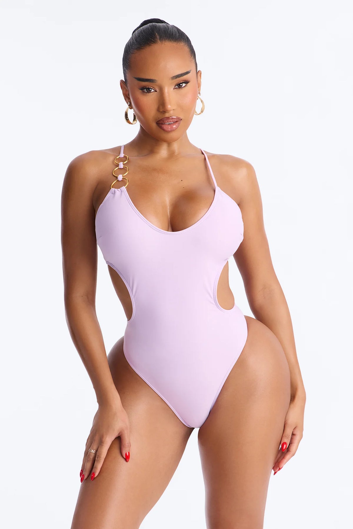 Coconut Life O-Ring Asymmetrical Side Out 1 Piece Swimsuit - Lavender