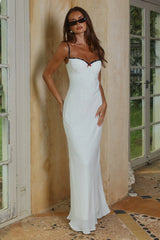 CHARLOTTE  BUSTIER SLIP MAXI DRESS - IVORY/BLACK POLKA