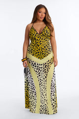 Party Princess Leopard Swim Cover Up Maxi Dress - Leopard