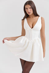 ivory satin mini dress