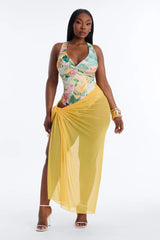Karina Tropical 1 Piece Swimsuit & Cover Up Sarong Set - Multi Color