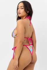Hazel Shine String Bikini Bottom - Rainbow Swirl