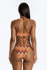 UV 10 Vibes 2 Piece Abstract Halter Bandeau Strappy Bikini Set - Multi Color
