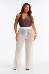 Temptress Textured Knit Swim Cover Up Pant - Cream
